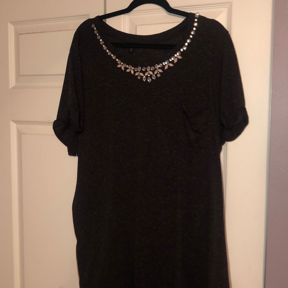 Torrid dark grey blouse with jewels
